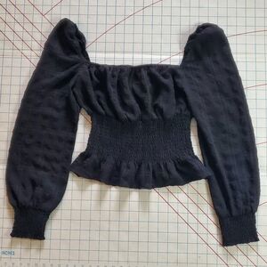 Sage The Label Women's Size Small Top Blouse Black Slightly Sheer Light Rouged